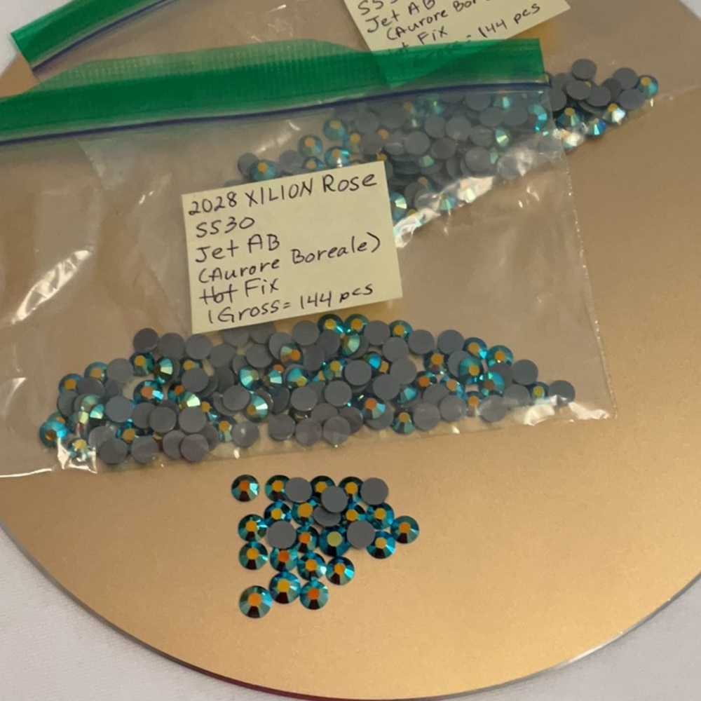 Swarovski • Color: Jet AB, 2028 XILION Rose Hotfix Rhinestones